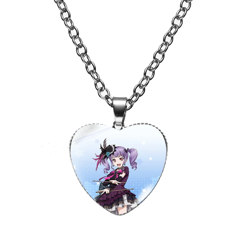 BanG Dream аниме ожерелье в форме сердца Toyama Kasumi рисунок из мультфильма подвески цепи