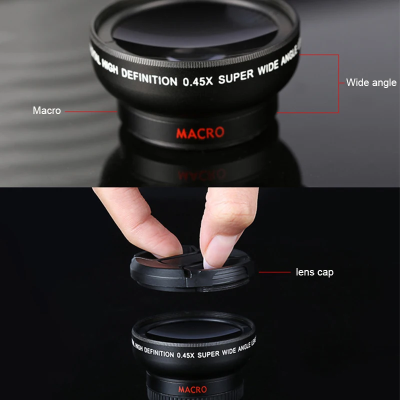 

12X Mobile Phone Lens Monocular Telescope Long Focus Lenses 0.45X Wide Angle macro Fisheye Lens For Digital Camera Mobile Phones