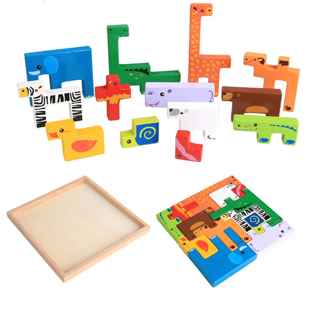 

Детские развивающие игрушки, креативные животные, объемная деревянная головоломка, раннее образование, Игрушки для развития интеллекта