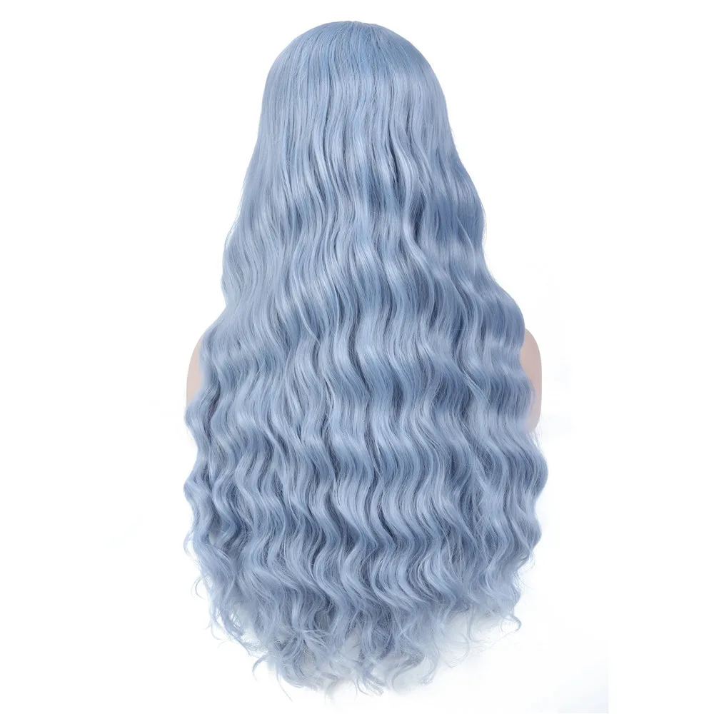 

Blue Synthetic Wigs For Women 26inch Long Super Curly Wig Middle Part Heat Resistant Soft Hair Daily Party Cosplay Wig IPARTY