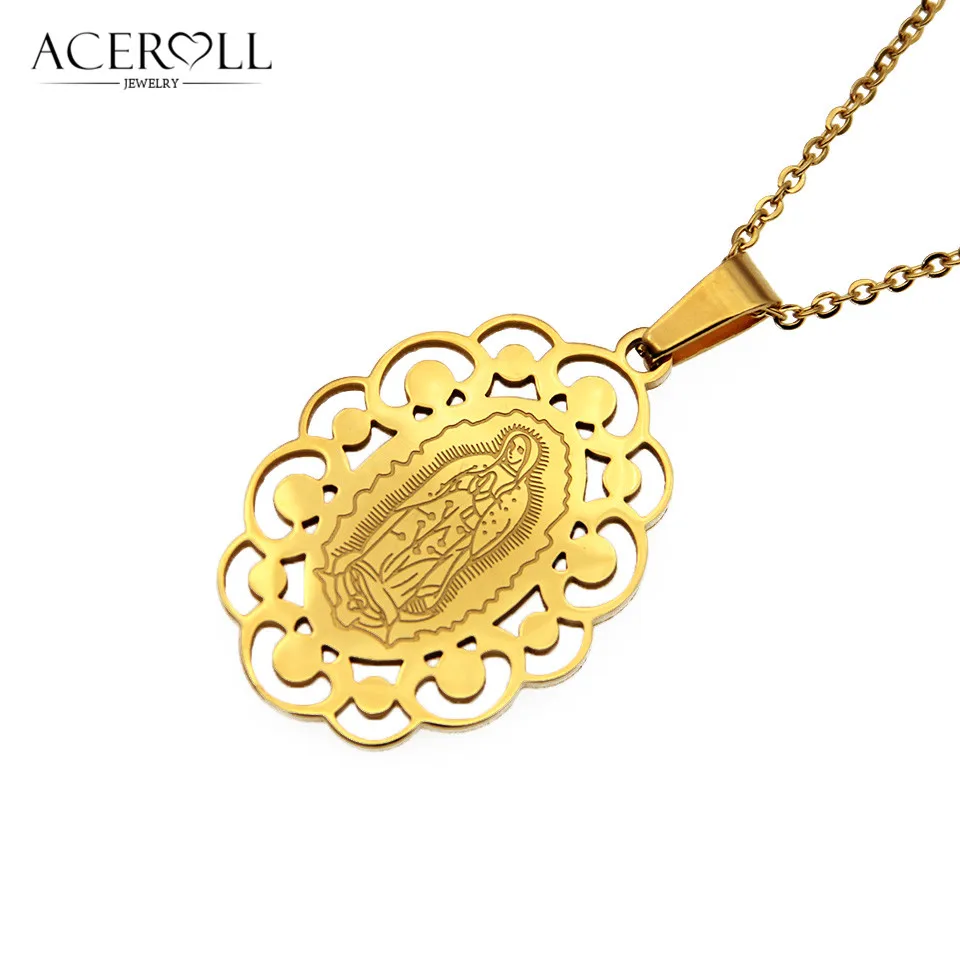 Асеролл из нержавеющей стали католические серьги и кулон ожерелье с овальной