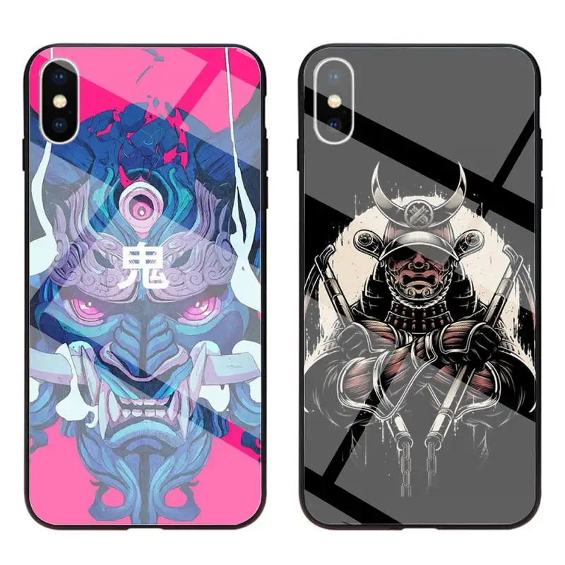 

Japanese samurai oni mask Phone Case Tempered Glass For iPhone 12 pro max mini 11 Pro XR XS MAX 8 X 7 6S 6 Plus SE 2020 case