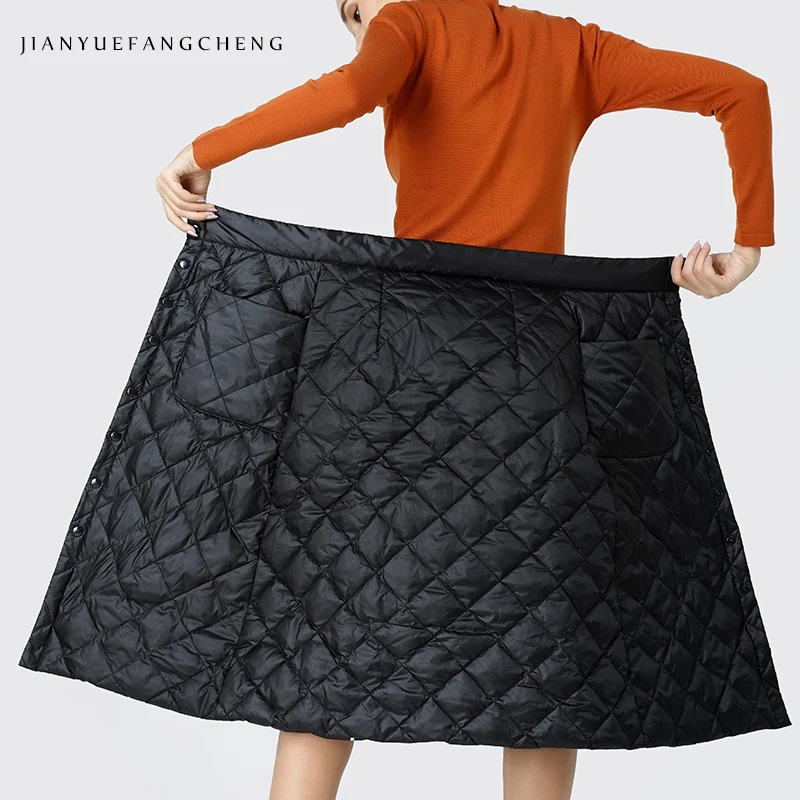 Женский пуховик с белым пухом утки Зимняя юбка теплые высокой талией для женщин