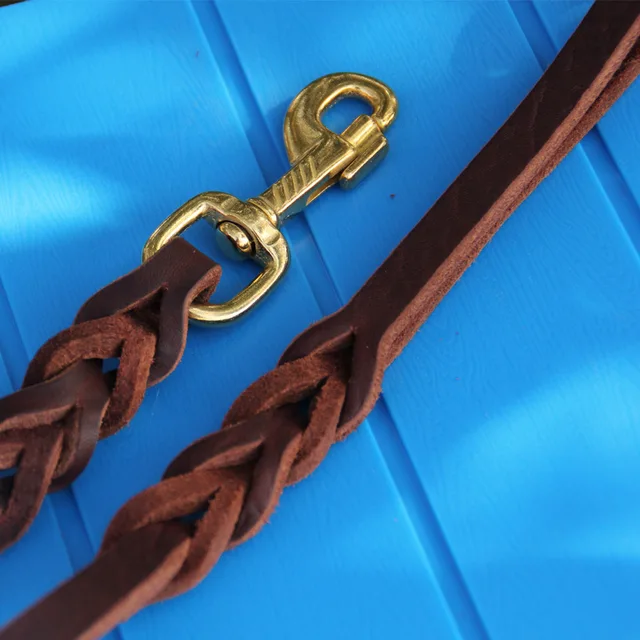 German Shepherd Leather Rope Golden Head Layer with Bovine Pila Large Dog Leash Outdoor Traction Belt Dog Leather Rope Leathers 3