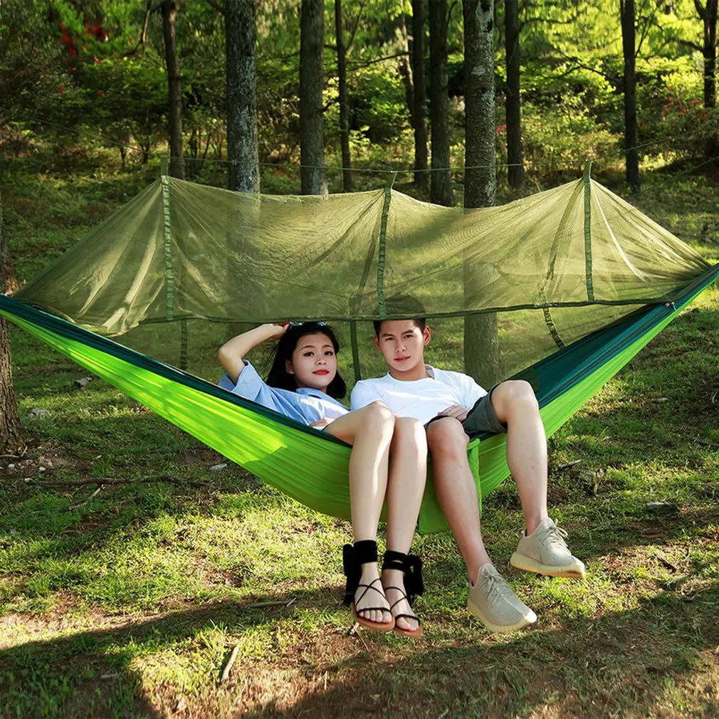 

Double 210T Nylon Outdoor Mosquito-proof Aerial Camping Hammock Breathable Anti-mosquito Durable Hammock