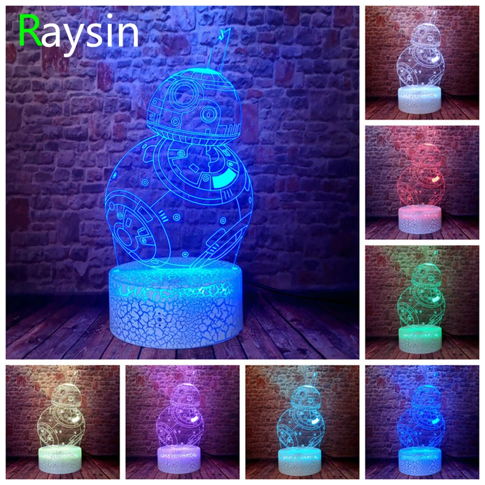 Звездные войны Legends Robot 3D сенсорный светильник BB8 настольный светодиодный