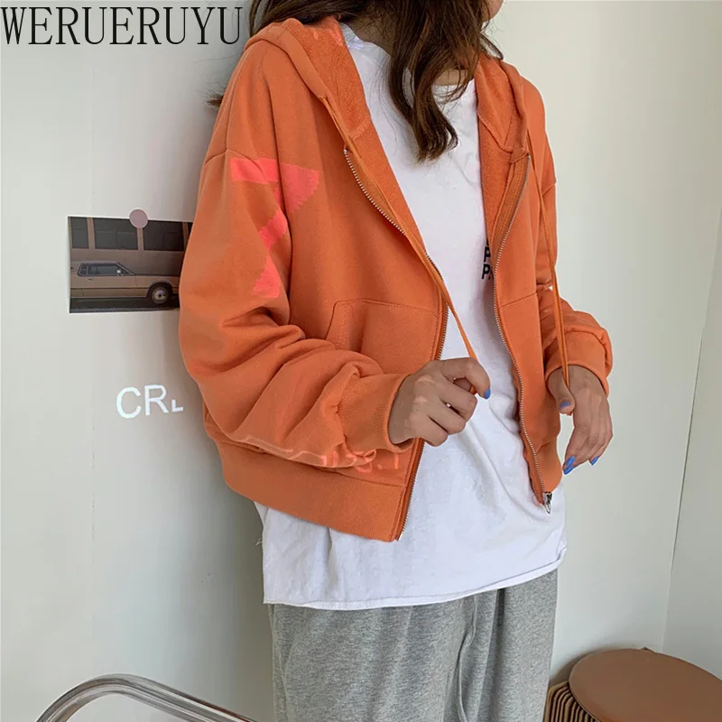 

Новинка Харадзюку женские короткие толстовки на молнии 2021 топы с длинными рукавами Повседневная осенне-зимняя одежда корейская уличная Же...