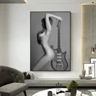 Современная Обнаженная искусство стен Холст Картина сексуальная обнаженная девушка с гитарой картины для гостиной украшение для дома