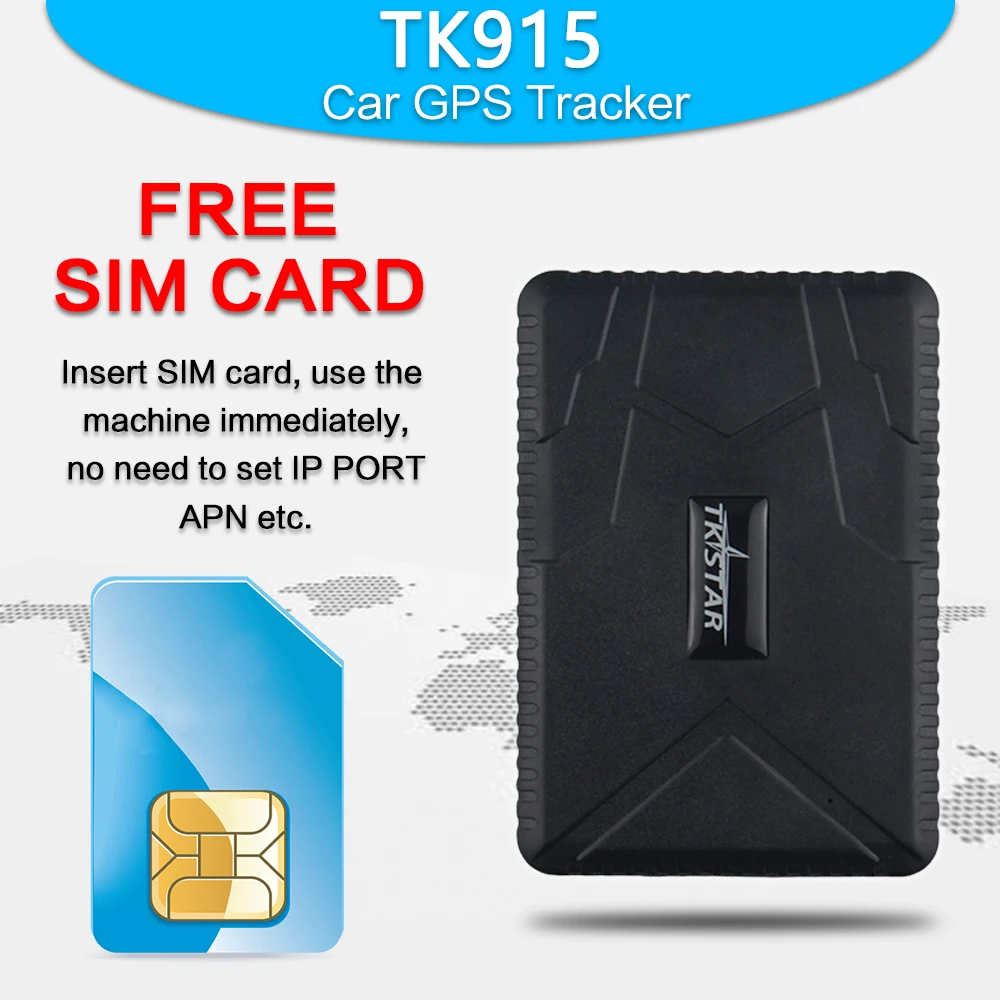 Автомобильный GPS-трекер TKSTAR TK915 водонепроницаемый локатор с аккумулятором 10000 мАч