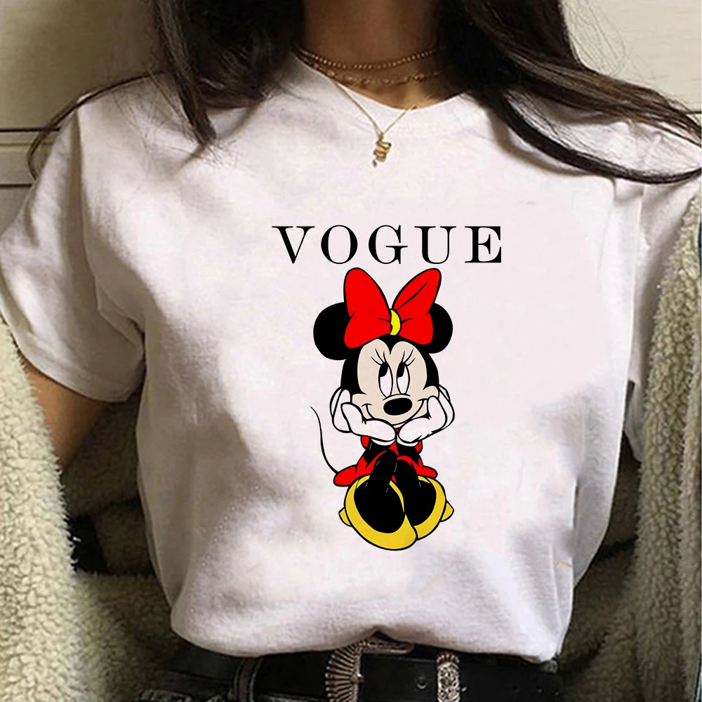 

Mickey Mouse Casual Women T Shirt Kawaii VOGUE Minnie Printed Short Sleeve Beautiful Versatile Best Friends Tshirt Feminino