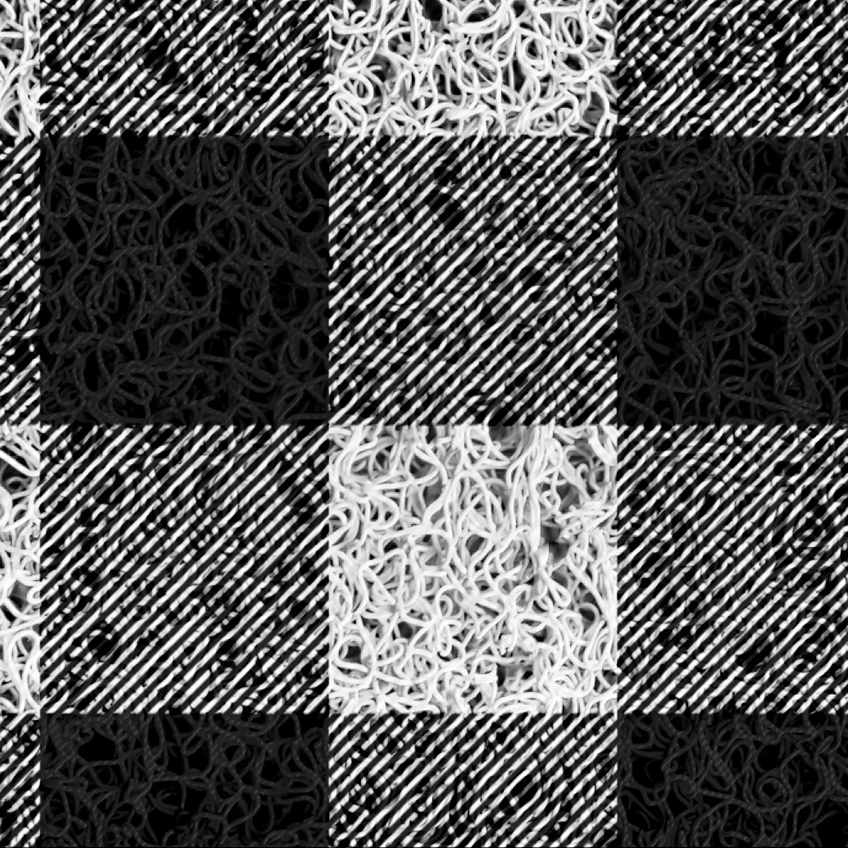 Черно белый мозаичный сетки Buffalo Check прочный резиновый дверной коврик