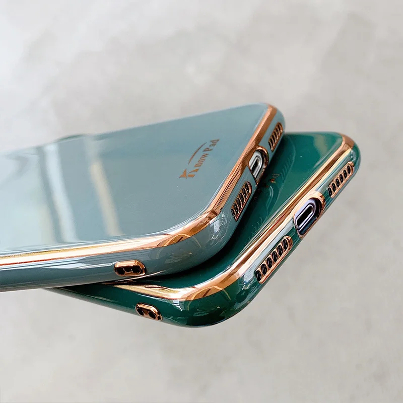 6D чехол для телефона с покрытием iPhone 11 Pro Max X XR XS чехлы золотыми краями защитная