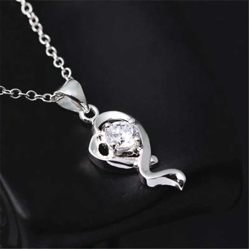 Модное серебряное ожерелье с подвеской в виде сердца удлиненное