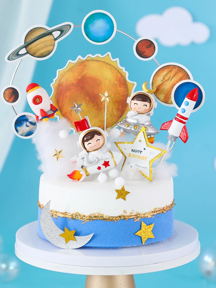 

Astronaut Cake Topper Space Universe Planet Series Cake Toppers for Outer Space Birthday Party Dessert Props Festive Decoration