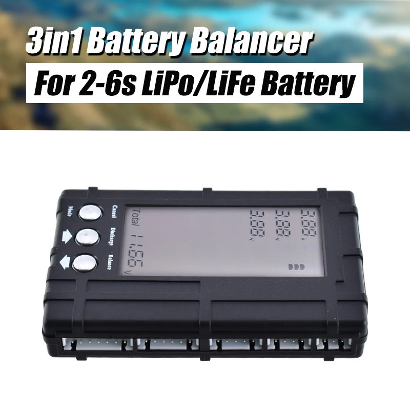 Балансировочный разрядник аккумулятора 3 в 1 LiPo/LiFe 2 6s + измеритель напряжения для