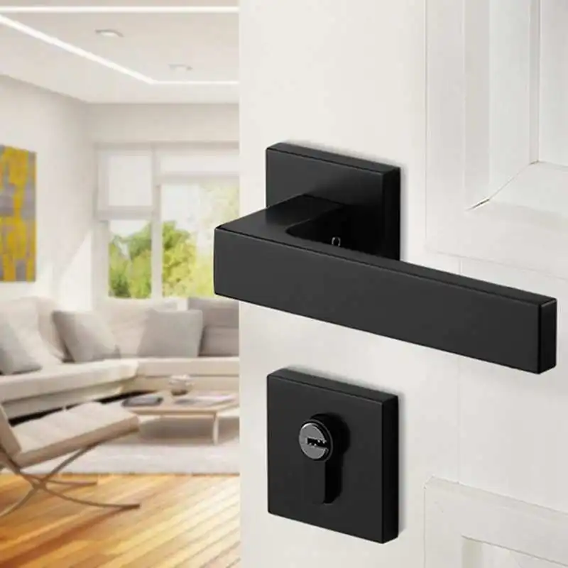 Набор черных дверных ручек бесшумные дверные ручки с замком для межкомнатных