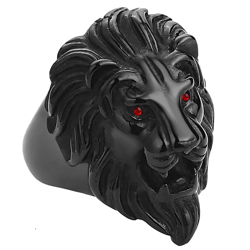 Мужское кольцо из нержавеющей стали серебряного и золотистого цвета Лев