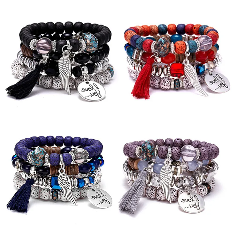 Новый браслет в стиле бохо с разноцветными бусинами бирюзой для женщин и мужчин