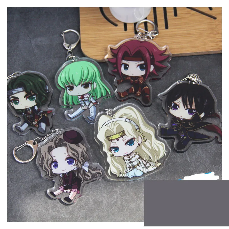 

Code Geass Keychains R2 ZERO Lelouch of The Rebellion Anime Figures Acrylic Key Chains Cartoon Bag Car Keychain Pendant Gift