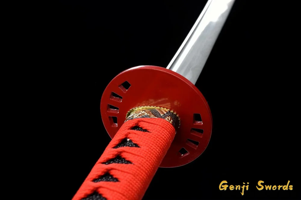 Handmade Full Tang Japanese Red Kill Bill Katana 1045 Carbon Steel Samurai Sword Sharpened Edge