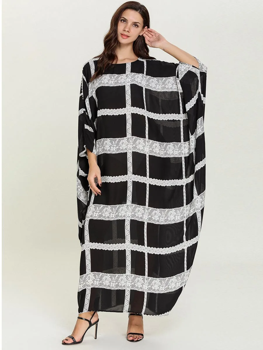 

batwing sleeve printed women dress Ramadan Eid Dubai Abaya Plus Size kaftan Gown moroccan robe african dashiki VKDR2092