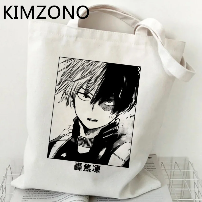 

My Hero Academia Shoto Todoroki shopping bag canvas shopping shopper tote shopper bolso bag string net tote sacolas