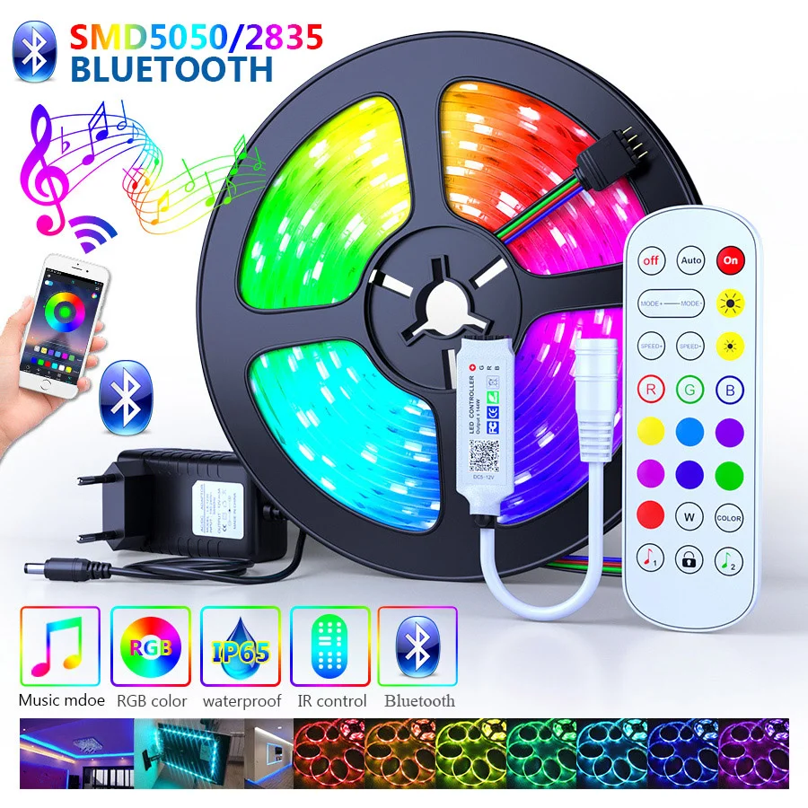 

Led Verlichting Strips Bluetooth 25M 30M 5050 Waterdichte 2835 Wifi Rgb Flexibele Tape Lint 5M 10M 15M 20M Met Telefoon App