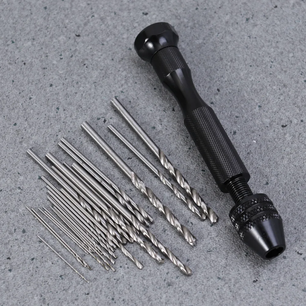 

0.3-3.4mm Precision Pin Vise Hand Drill with Drill Bits Set of 25 Pieces Rotary Tools for Models and Hobby