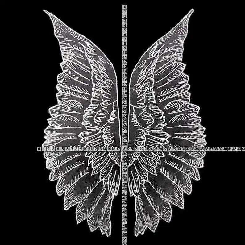 Большая Кружевная аппликация из органзы с вышивкой в виде крыльев Ангела пара