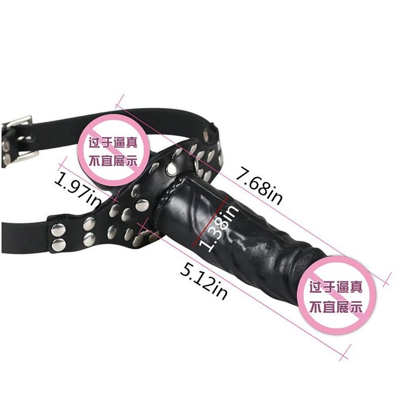 Двойной фаллоимитатор кляп на голову страпон рот Фетиш бондаж пенис жгут