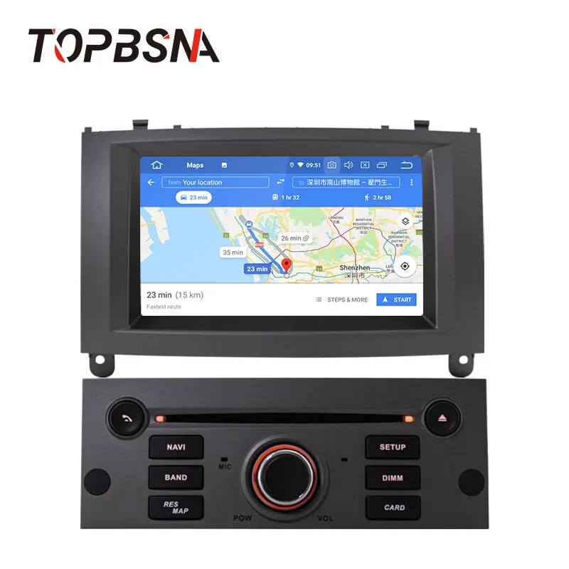 TOPBSNA Android 9,0 автомобильный dvd-плеер для peugeot 407 2004-2010 wifi автомобильный мультимедийный плеер 1 Din gps Navi Радио автомобильный стерео