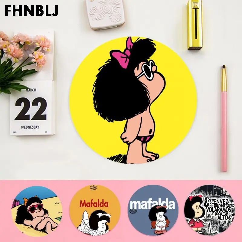 

FHNBLJ Новое поступление Mafalda игровой круглый коврик для мыши Компьютерные коврики Противоскользящий коврик для ноутбука ПК коврик для мышки ...