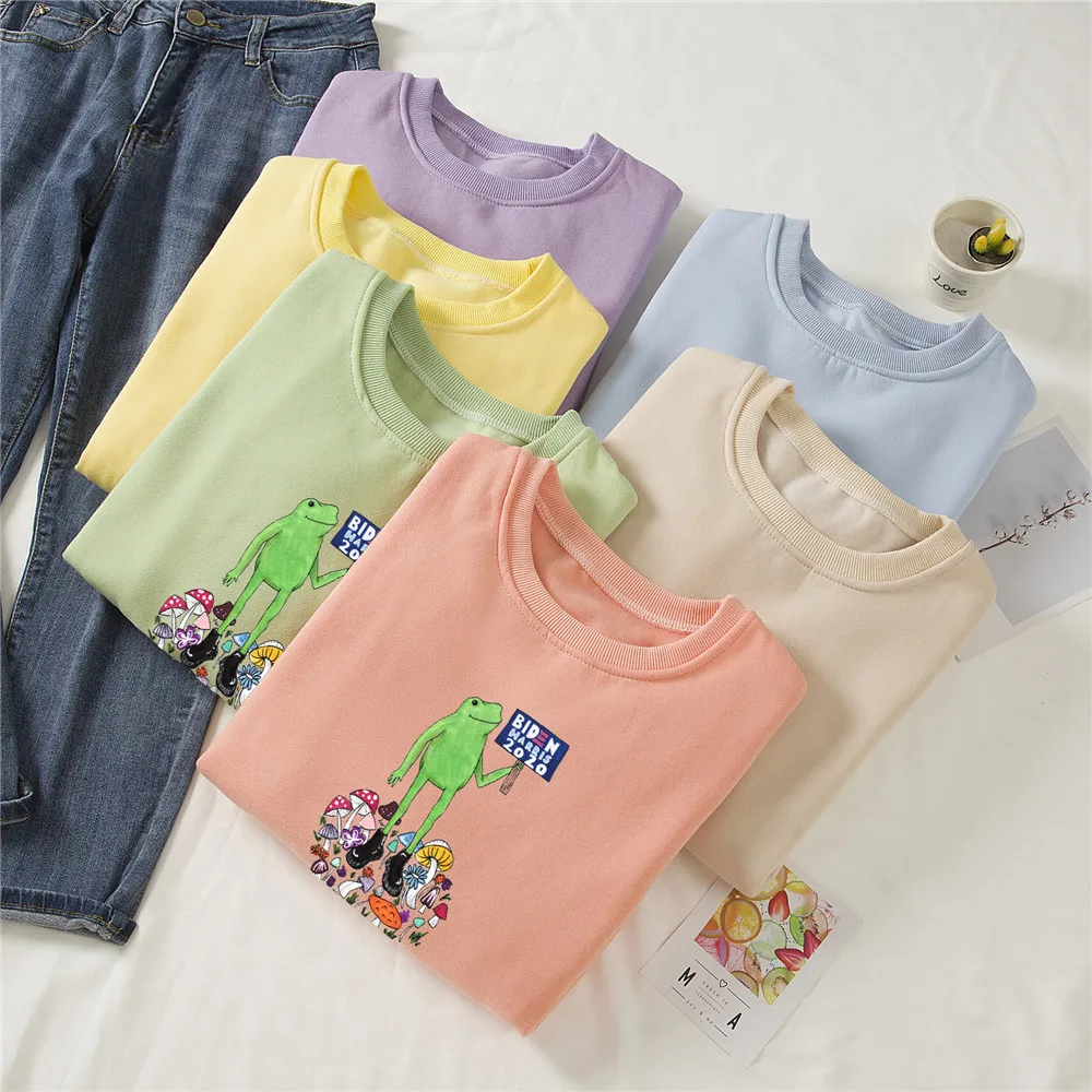 Fashion Hoddies for Teen Girls Oversize Crewneck Sweetshirt Women Oversized Cute Oversized Hoodies Frog Gothic Sweatshirts Women