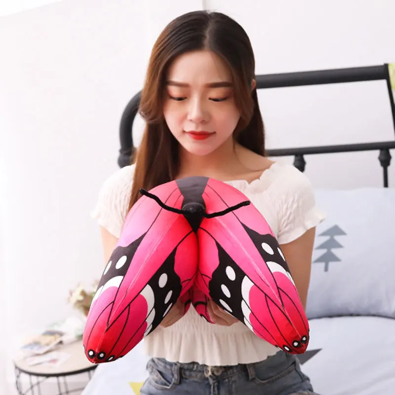 Мультяшная подушка кукла Супер Мягкая красная бабочка плюшевая задняя