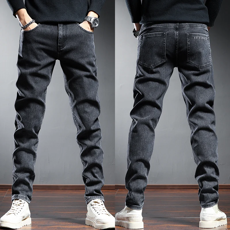 Autumn New Mens Black Jeans Men Fashion Spliced Jean Streetwear Casual Male Harem Pants Regular Drawstring Denim Trousers