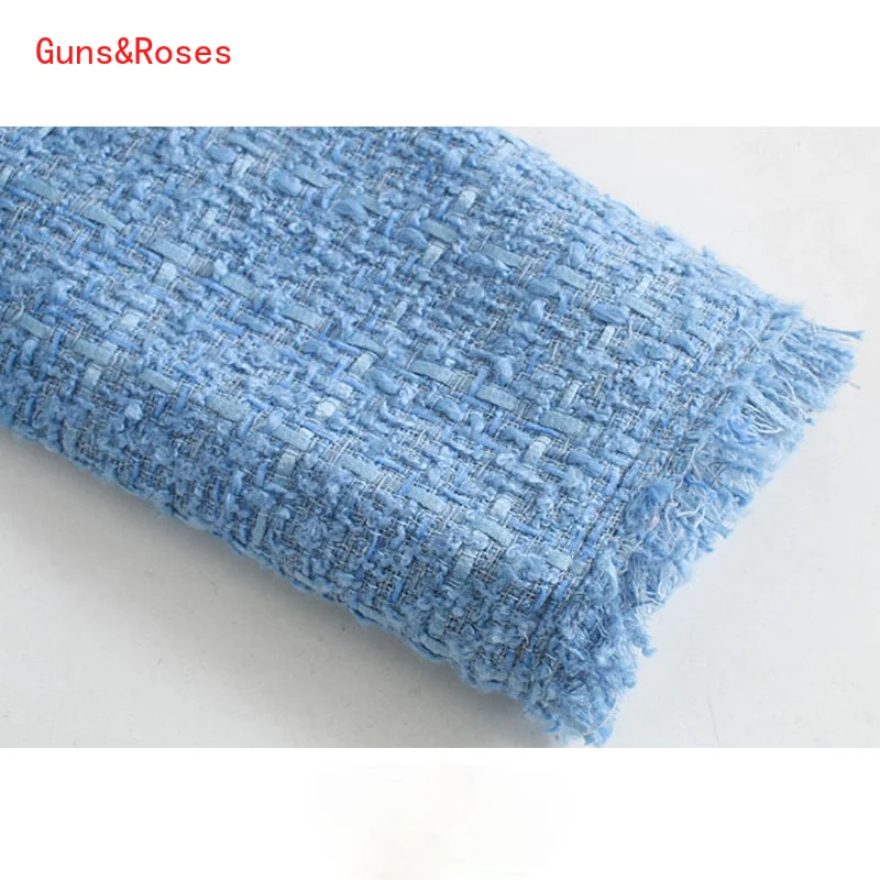 

Women Fashion Office Wear Double Breasted Tweed Blazer Coat Vintage Long Sleeve Frayed Female Outerwear Chic Tops