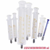 1ml 2ml 5ml 10ml 20ml 30ml 50ml 100ml glass syringe luer lock head reusable glass injector syringe
