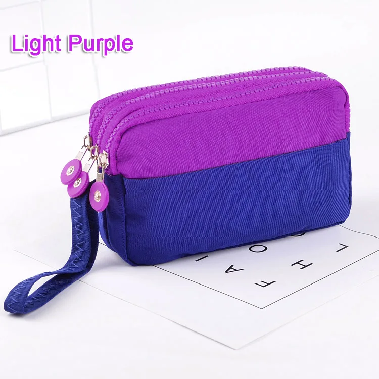 Женские милые кошельки Дамский кошелек сумки с 3 молниями и ремешком на руку для