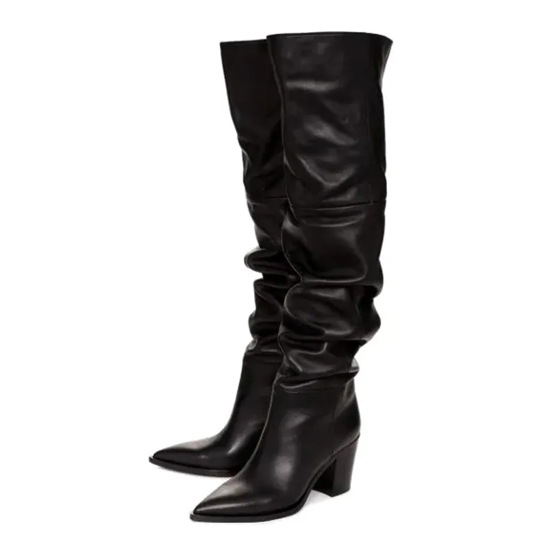 Stylesowner/фирменный дизайн Пикантные Зимние Сапоги выше колена на высоком каблуке