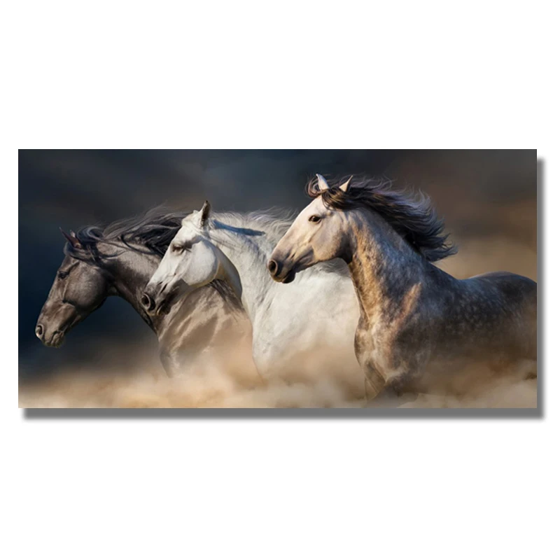 Три бег холст с изображением лошадей арт Животные живопись плакат и принты Quadros