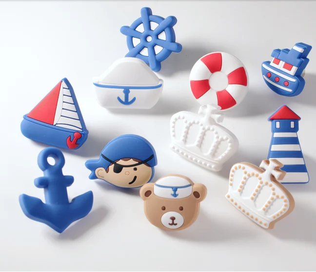 1PCS Nautical Series Cartoon Soft Rubber Handle and Knobs  Children's Room Cabinet Door Drawer Pulls Furniture Hardware