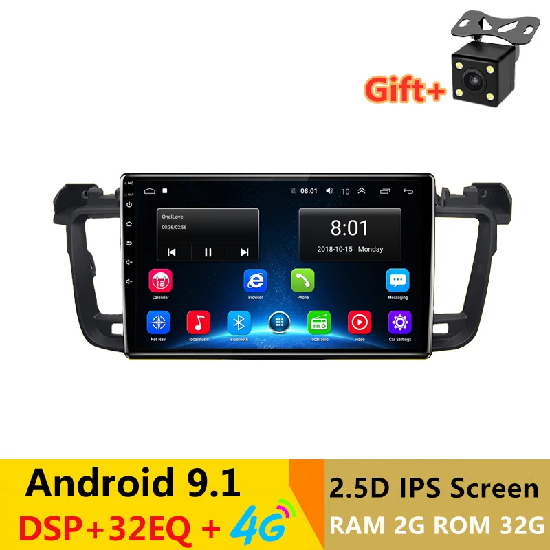 9 &quotAndroid 1 Автомобильный видео плеер gps-навигация радио стерео для PEUGEOT 508 2011 2012