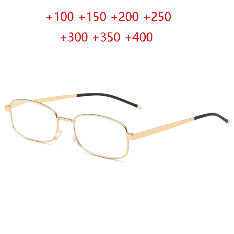 

Ultra-thin Portable Metal Square Reading Glasses Women Men Anti-blue Light Reader Eyeglasses Magnifier With Case +1.0 +1.5 To +4