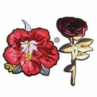 new arrival red flower floral sequin applique high quality embroidery patch cheongsam sew on patches for clothing women clothes