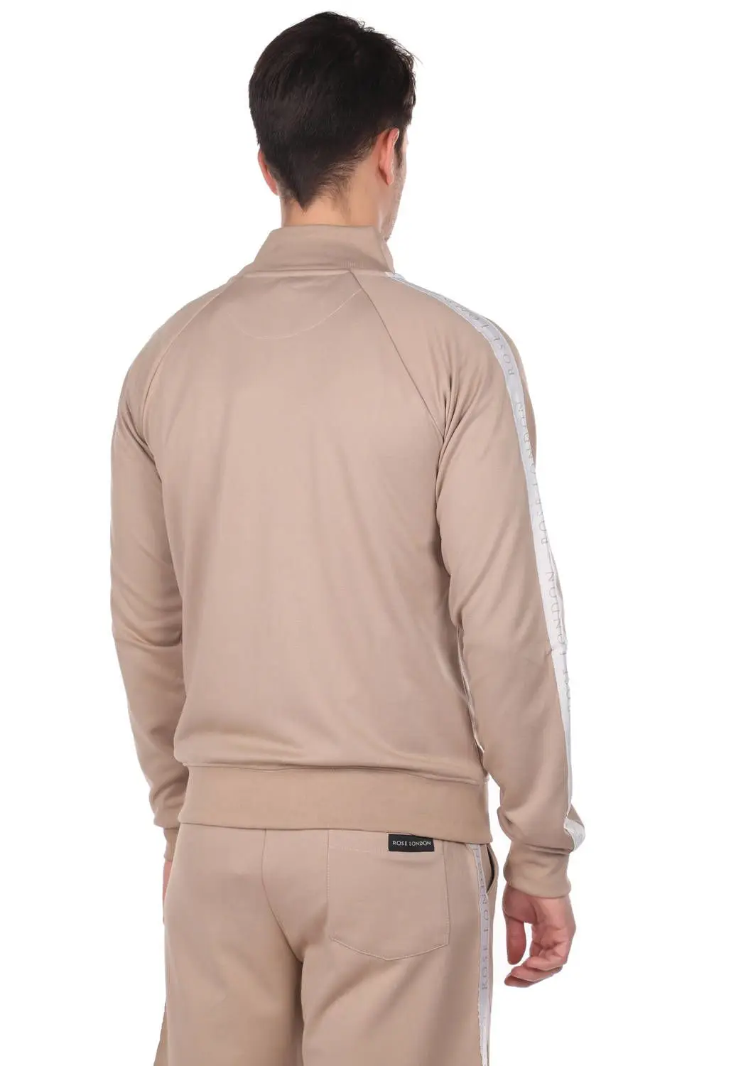 

Side Stripe High Collar Mens Tracksuit Set