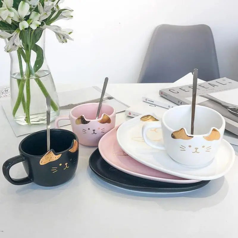 Кофейная кружка набор милых керамических кофейных чашек с подносом чашка ручкой