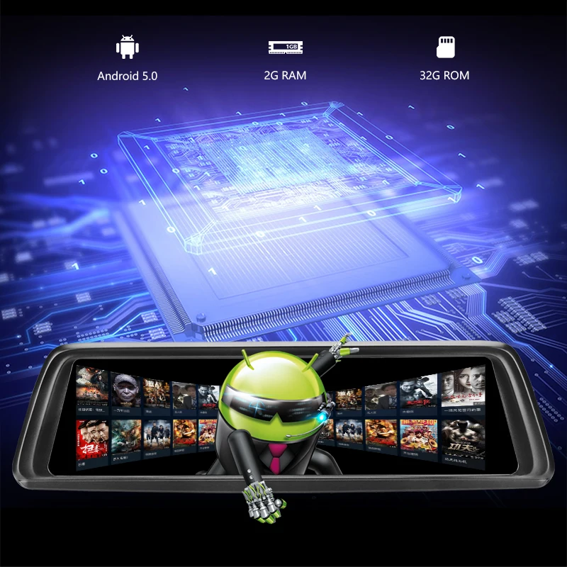 10 &quotFull HD 1080P двойной объектив Автомобильный видеорегистратор зеркало заднего