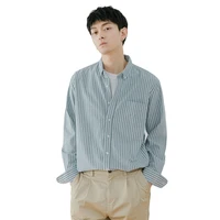 2022 spring autumn temperament casual mens long sleeved shirts korean fashion vertical striped tops cotton streetwear hot sale