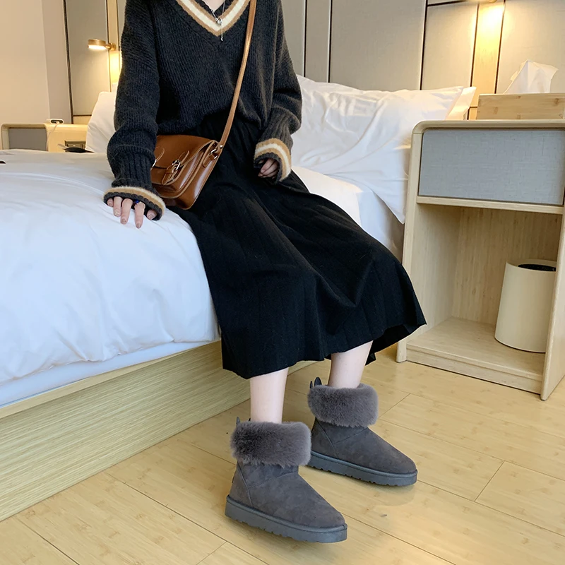 

2019 Women Winter Snow Boots Botas Femininas Flat Waterproof Warm Thick Plush Ankle Boots For Women Winter Platform Shoes