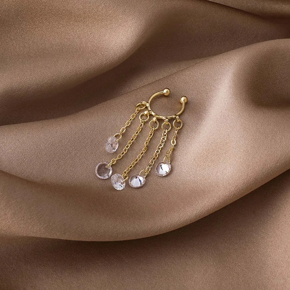 

INS темпераментные хрустальные серьги с кисточками, клипсы для ушей, изысканный циркон, волшебный стиль, женские серьги без проколов, серьги-...